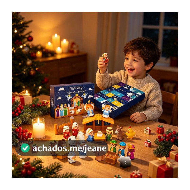 Calendário Do Advento Da Natividade De 24 Dias Amocas Para Crianças , De Contagem Regressiva De Natal Com Mini Estatueta