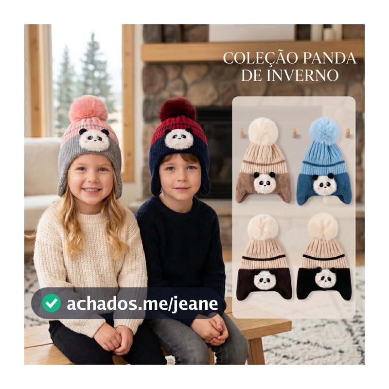Gorro Touca Infantil Criança Menino Menina Tricotado Quente Inverno Com Protetor Aquecedor Orelha Pompom