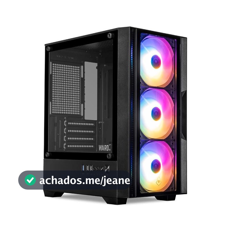 Gabinete Gamer Mancer Ward V3, Mini-Tower, Lateral de Vidro, Com 3 Fans, Preto, MCR-WD3-BK-3F
