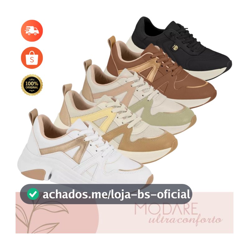 Tênis Modare Sneaker Feminino Conforto Extra Palmilha Maxxi Leve Antiderrapante Casual Dia a Dia
