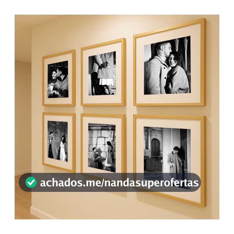 Kit 6 Quadro Decorativo Personalizado Foto Moldura Vidro Grande Paspatur Casal Família Bebê Sala Quarto Corredor