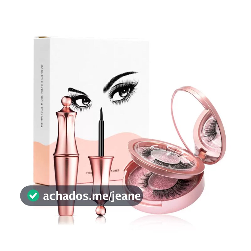 Kit 4 Cílios Magnéticos Postiços Delineador Pinça Case de Luxo À Prova de Água Não Cai Com Vento