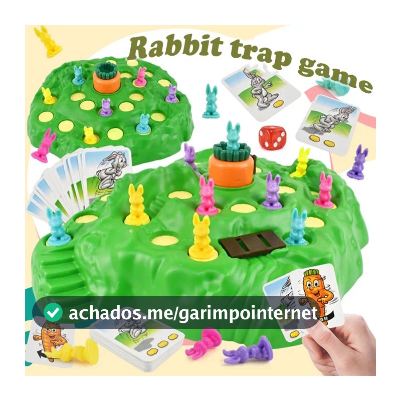 Jogo de Tabuleiro Armadilha Coelho Cenoura Interativo Família Estratégia Educativo Brinquedo Presente