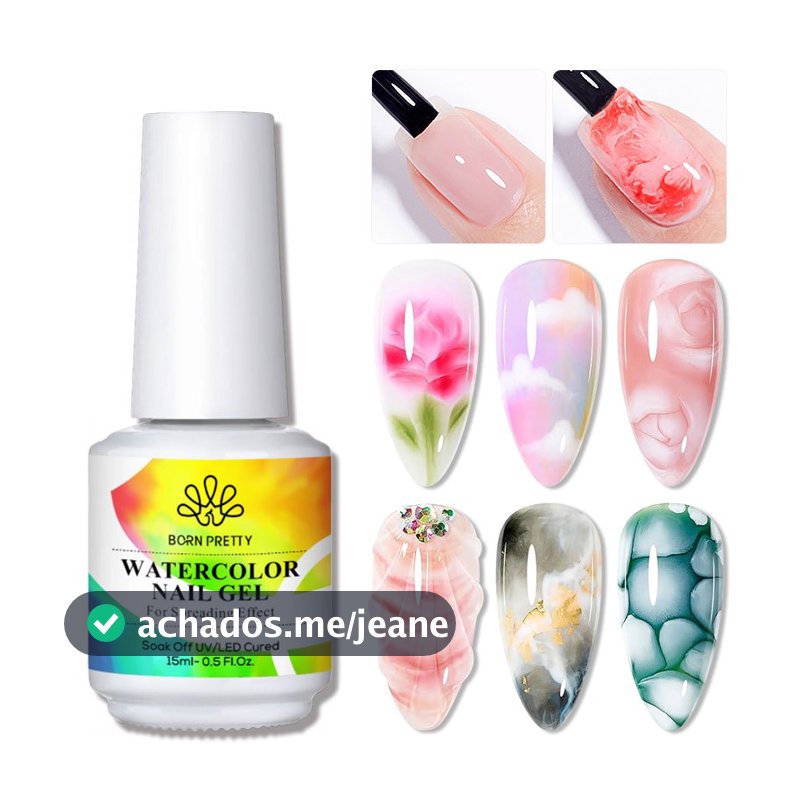 Born Pretty 15ml Aquarela Blooming Gel Polonês Aquarela Base Transparente Top Gel Soak Off Nail Art Esmalte em Gel
