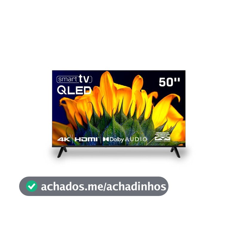 Smart TV HQ QLED 50 Polegadas HQ-QLED50SM 4K Wi-Fi Bluetooth, Dolby Audio, Apps, Netflix, YouTube e Prime Video, 3 HDMI