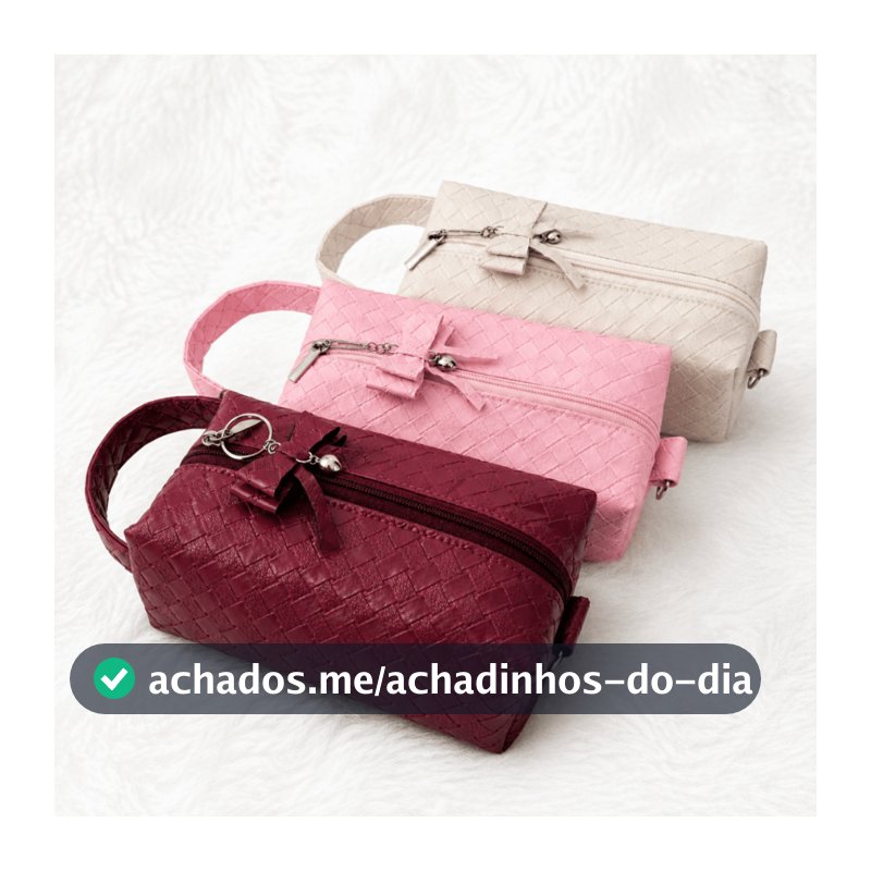Bolsa Necessaire Feminina Premium com Chaveiro de Laço e Alça de Mão