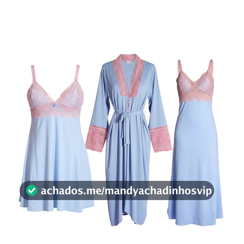 Kit Camisola Amamentação Pós Parto Conforto Praticidade Camisola Longa e Curta com Robe Longo