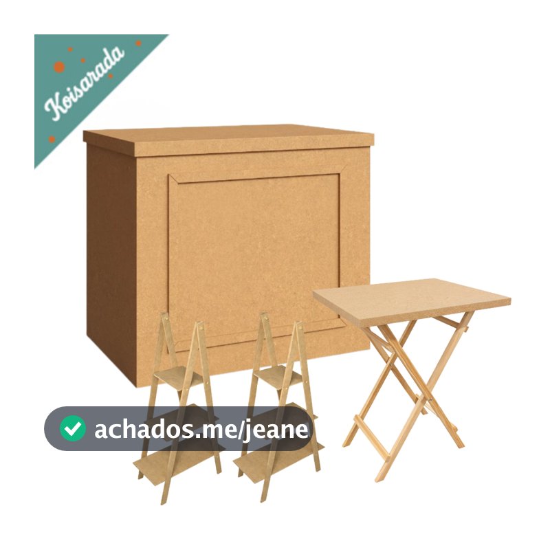 Kit Festa Mesa Fake Moldurada Desmontável Mesa Cavalete Escadinha Doce 3 Degraus Decoração Festa Evento Pegue Monte