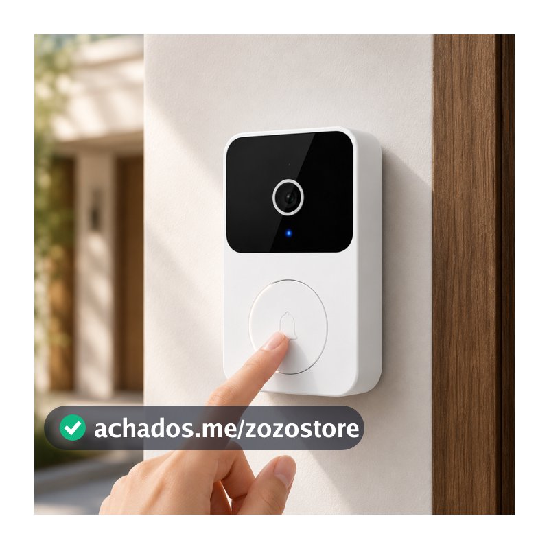 Campainha com Câmera Wi-Fi HD Sem Fio Recarregável Vídeo Porteiro Smart Visualize pelo Celular