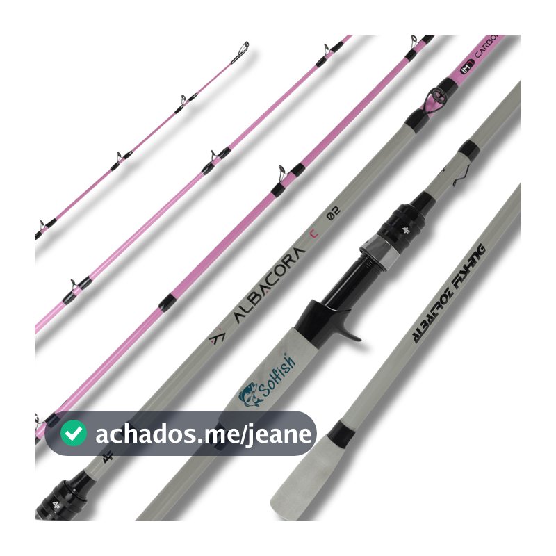 Vara Pesqueiro Carretilha Albacora 2,10m 50lbs Carbono IM7 Albatroz 2p Rosa Tamba Pirarara Mulher