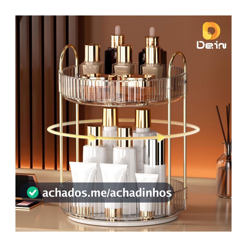 Organizador de Maquiagem Giratório – Suporte Multiuso 2/3 Andares p/ Cosméticos e Perfumes