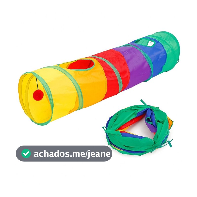 Túnel Brinquedo Interativo para Gatos Gato Pet com Bolinha Bola Anti Stress Tecido Colorido