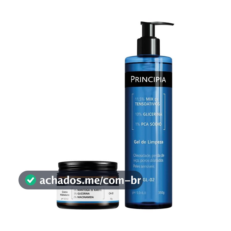 Principia Kit Limpeza e Hidratação Dia a Dia c/ Gel de Limpeza GL-02 + Creme Hidratante CH-01