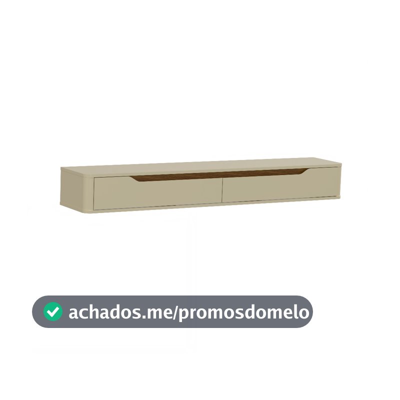 Rack Suspenso Slim Curvo 160cm para TV até 55” Moderno Luxo com Portas Basculantes