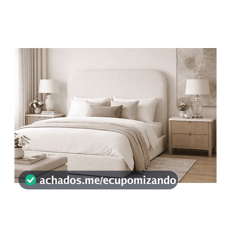 Cabeceira Queen Bouclé Creme 160x120cm Estofada para Cama Box Painel Luxo