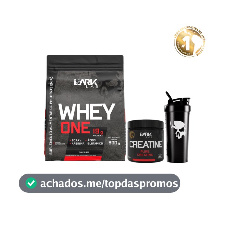 Whey Protein One Refil 900g + Creatina Monohidratada Pura 150g + Coqueteleira Fuse 700ml - Dark Lab
