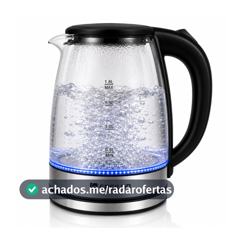 Chaleira eletrica vidro Epsilon Eps-2906 esquentar agua leite 1,8L jarra 1500W