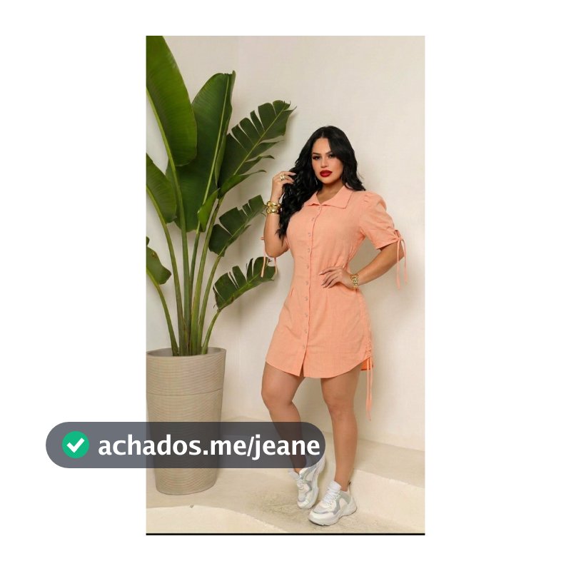 Vestido Chemise Camisa Com Ajuste Elástico nas Costas em viscolinho