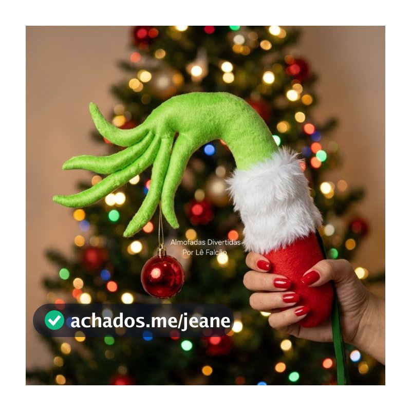 Enfeite Natalino Mão do Grinch para árvore de Natal em pelúcia, artesanal