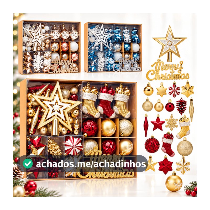 Kit 70 Bolas decoração de natal árvore pendente bolinhas enfeites natalinos casa pisca pisca led