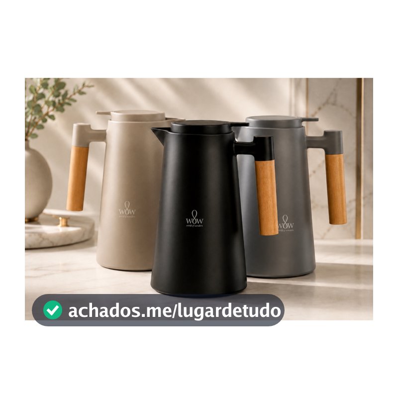 Garrafa Térmica Cabo Madeira Para Café 1l