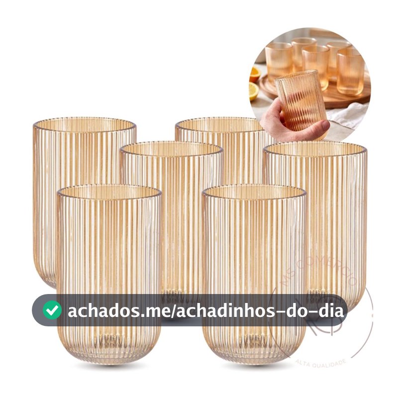Jogo Copos Canelado e  Taças Versalhes Clear Jogo Com 6 ou 12 Peças