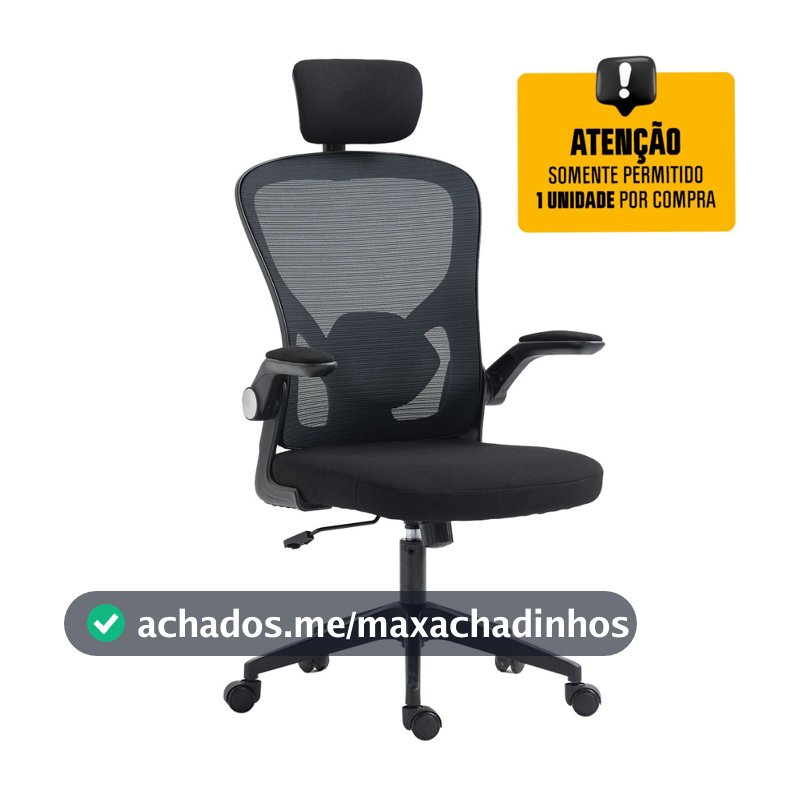 Cadeira Escritório Diretor Giratória Dr.Office, Mesh, Braço Ajustável, Regulagem de Altura, Preta