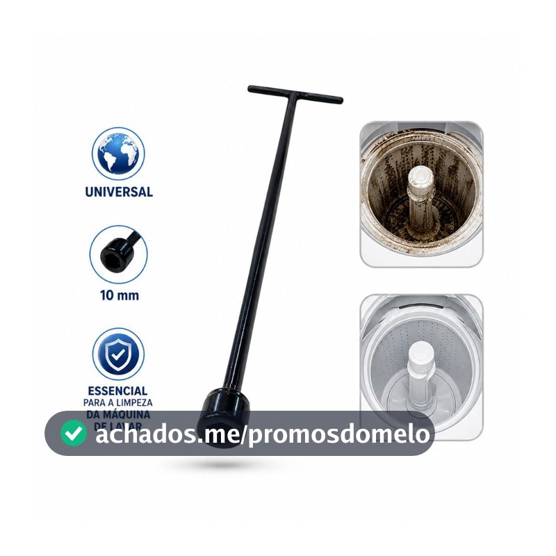 Chave T  Longa Para máquina de lavar 10mm Agitador Brastemp/Consul/Electrolux Universal 48/62cm