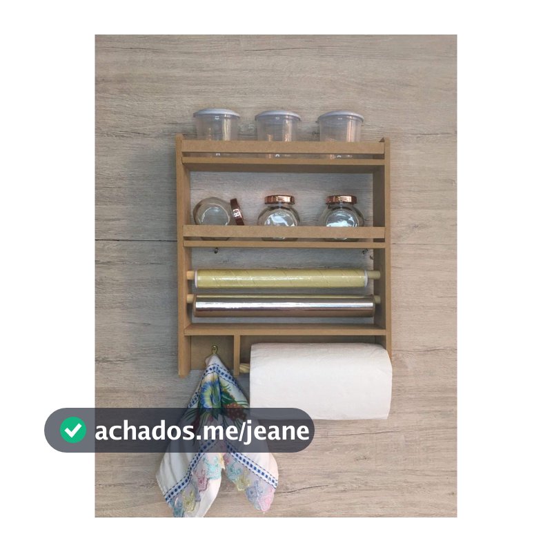 Suporte porta tempero condimentos cozinha duplo organizador parede madeira prateleira mdf