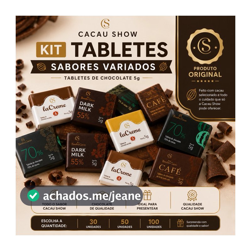 Tabletes Chocolate 5g Cacau Show.