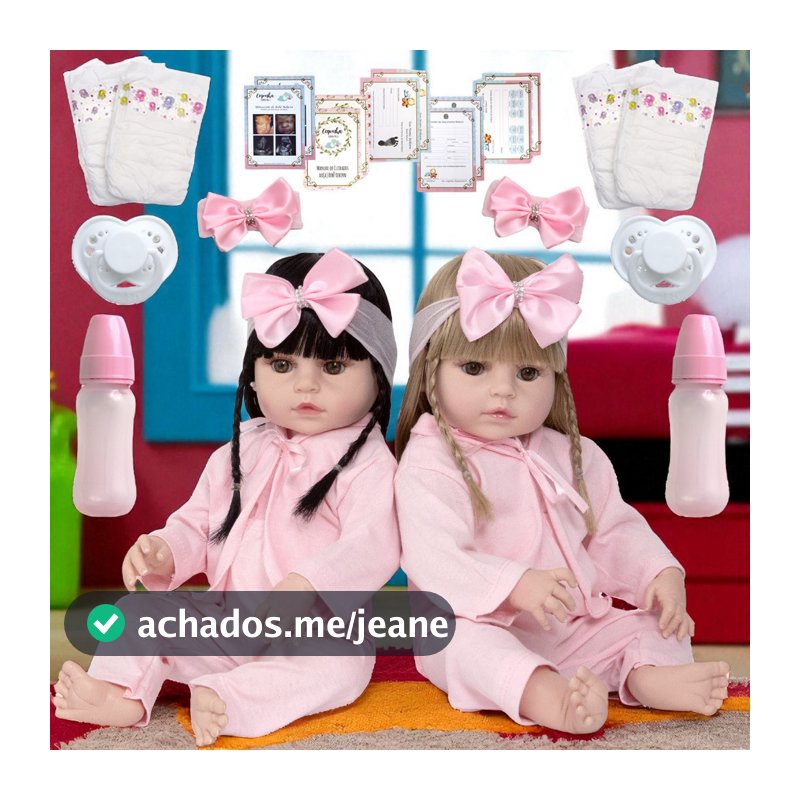 Bebê Reborn Loira Morena Realista Meninas Gêmeas Pode Banho