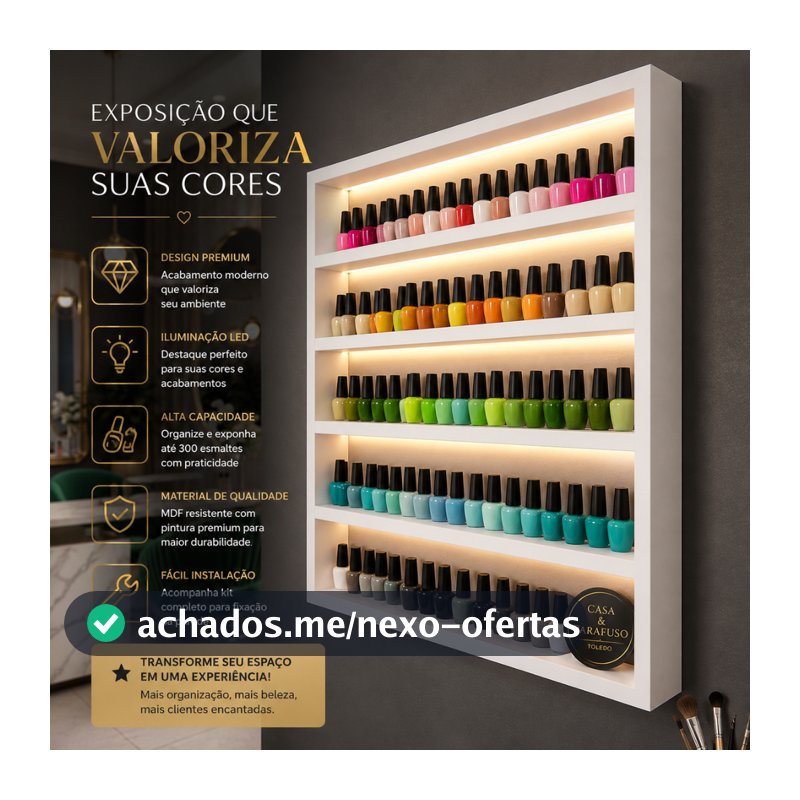 Nicho Expositor de Esmaltes Organizador de Parede para Salão de Beleza Manicure -1