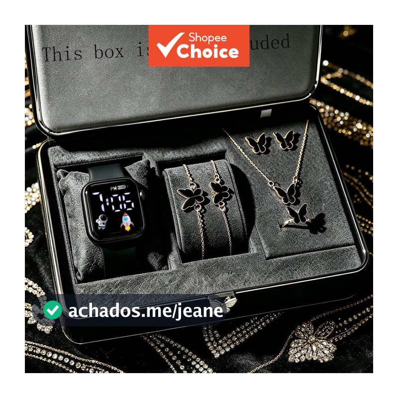 Relógio De Pulso Para Meninas , digital casual E Fofo Crianças Eletrônico Feminino Com Lindo Conjunto De Acessórios De B