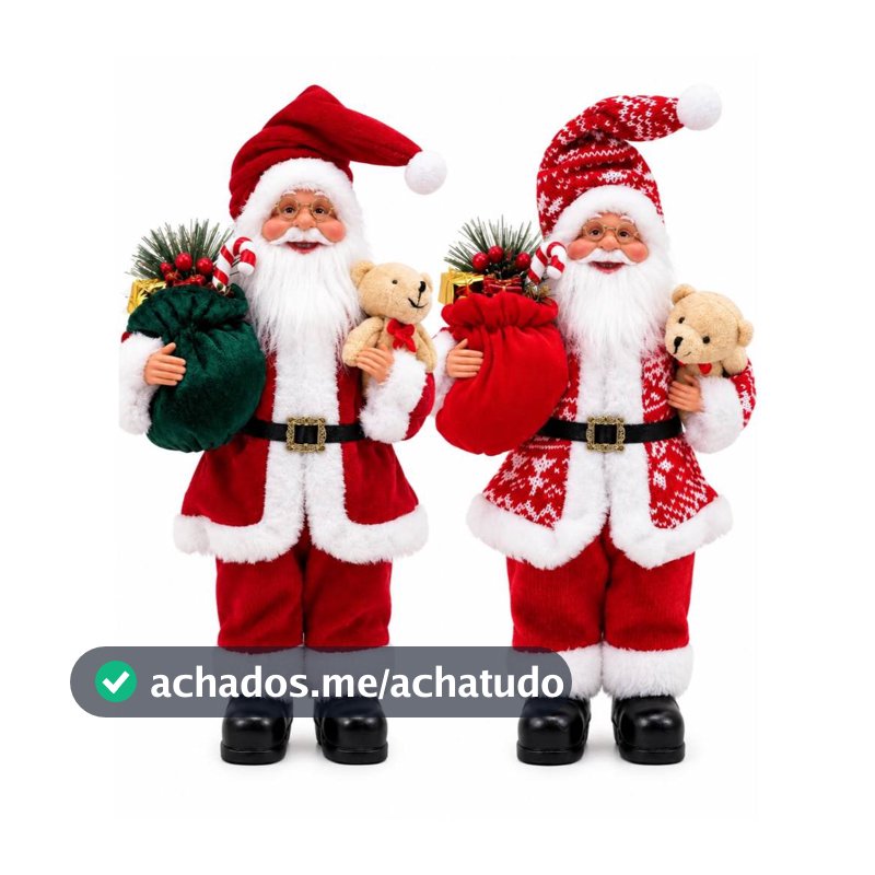 Boneco Papai Noel 49cm Luxo Enfeite Decoração Natalina ursinho
