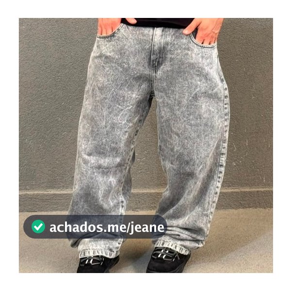 Calça balão baggy Jeans Oversized Skate Estilo Urbano Cinza Moda Masculina Feminina Streetwear Skate
