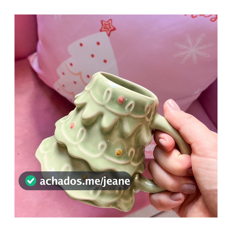 Caneca Cerâmica Árvore de Natal Craquelada