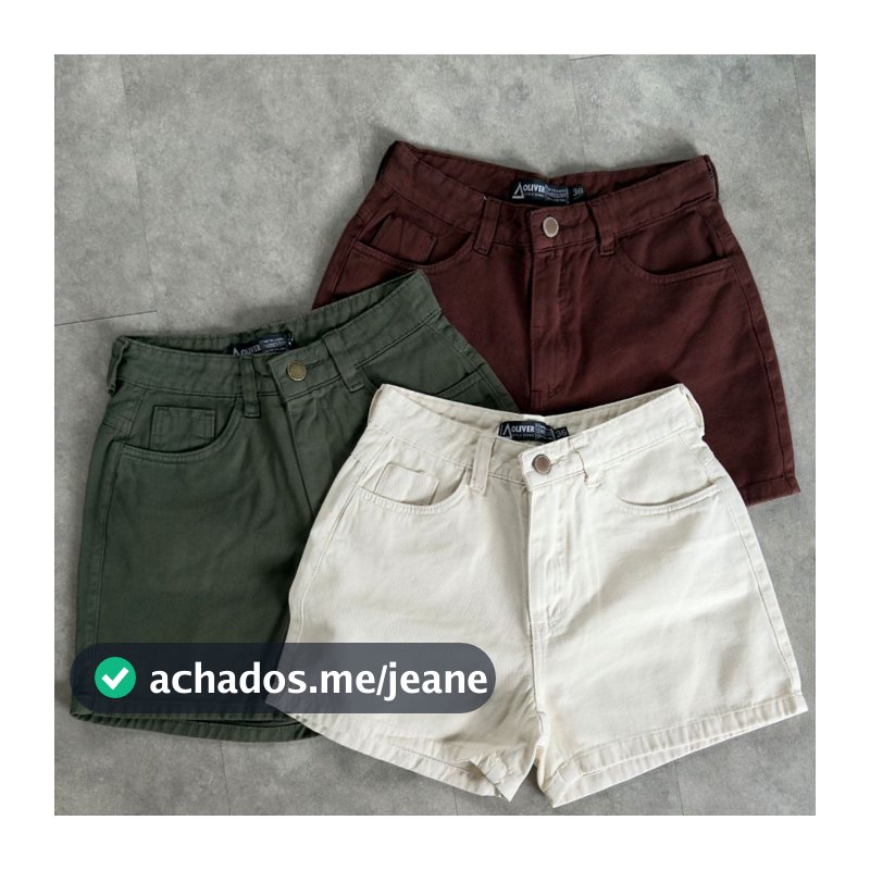 Kit 3 Short Jeans Feminino cos alto Short Jeans Cintura Alta Brim colorido Bermuda MOM 100% Algodao marmorado