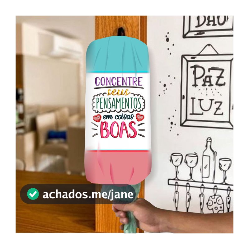 Porta Sacola Puxa Saco De Tecido Porta Sacolinha Organizador 50x20cm -  Tema Coisas Boas (Promoção)
