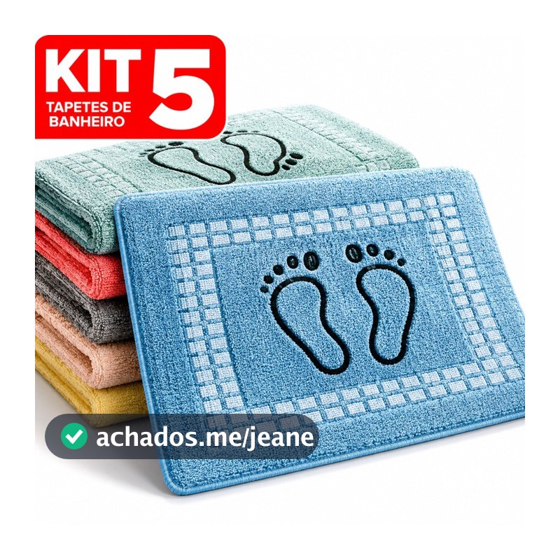 Kit 5 Tapete Piso Premium Toalhinha Para Banheiro Pezinho