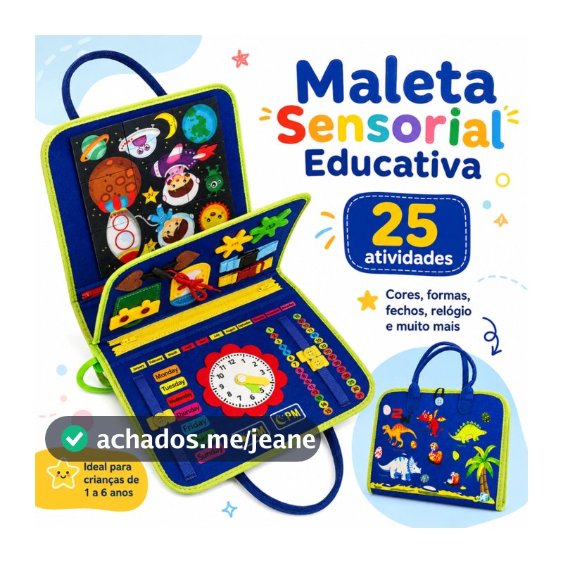 Maleta Sensorial Montessori 25 Atividades Brinquedo Educativo Infantil Coordenação Motora