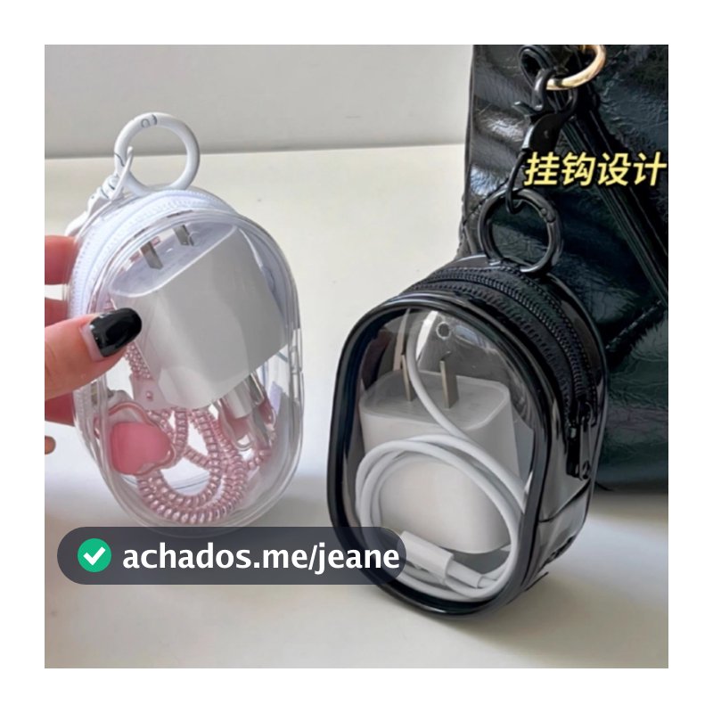 Mini Bolsa Portátil Com Ziper Transparente Estojo para Fone de ouvido Carregador