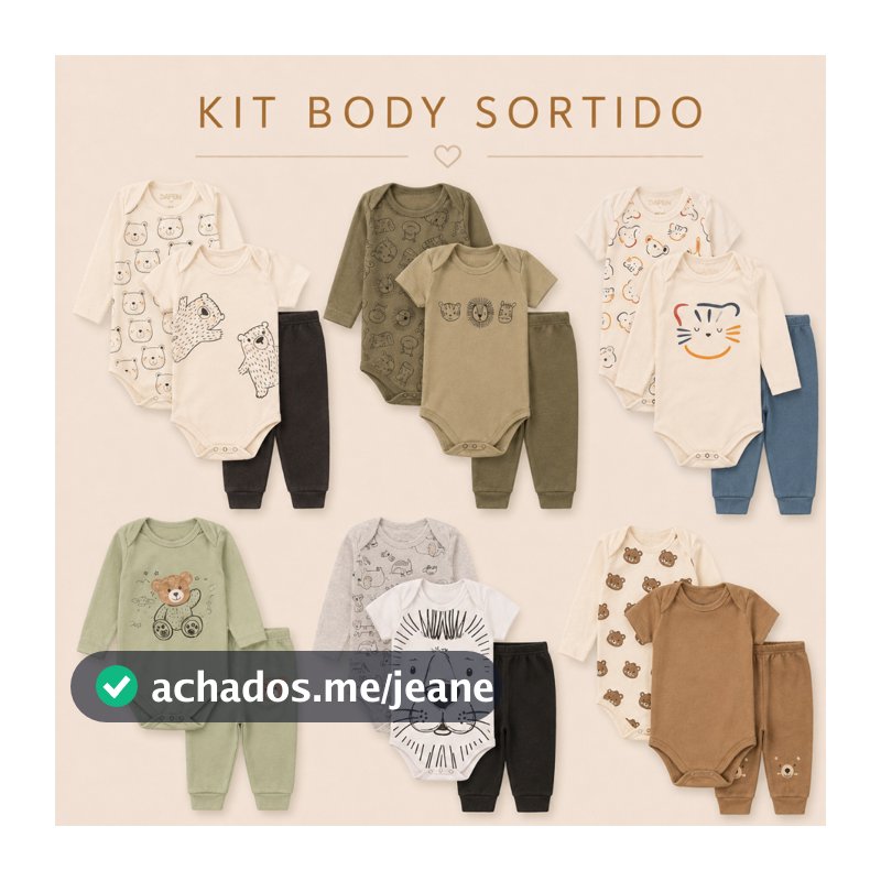 KIT 8 BODY 4 CALÇA SORTIDO MENINO 12 PEÇAS DE ROUPA PARA BEBE