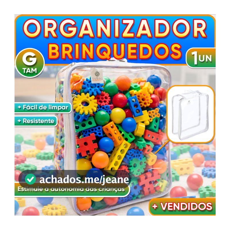 1 Organizador Brinquedos Blocos Montar Quarto Infantil Bebê Ursinhos Carrinhos Bonecas - TAM G