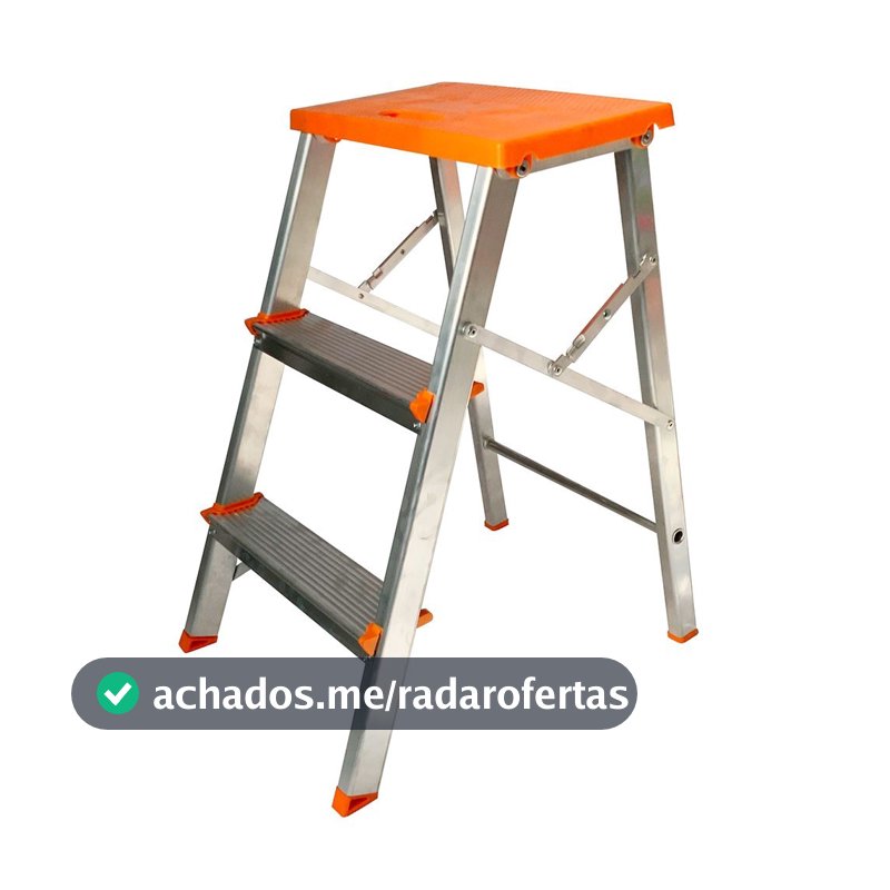 Escada banqueta de alumínio 2 degraus + patamar - BAQ003 - Agata