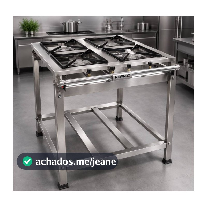Fogão Industrial 4 Bocas Inox Alta Pressão Profissional Cozinha Comercial Resistente Alta Qualidade