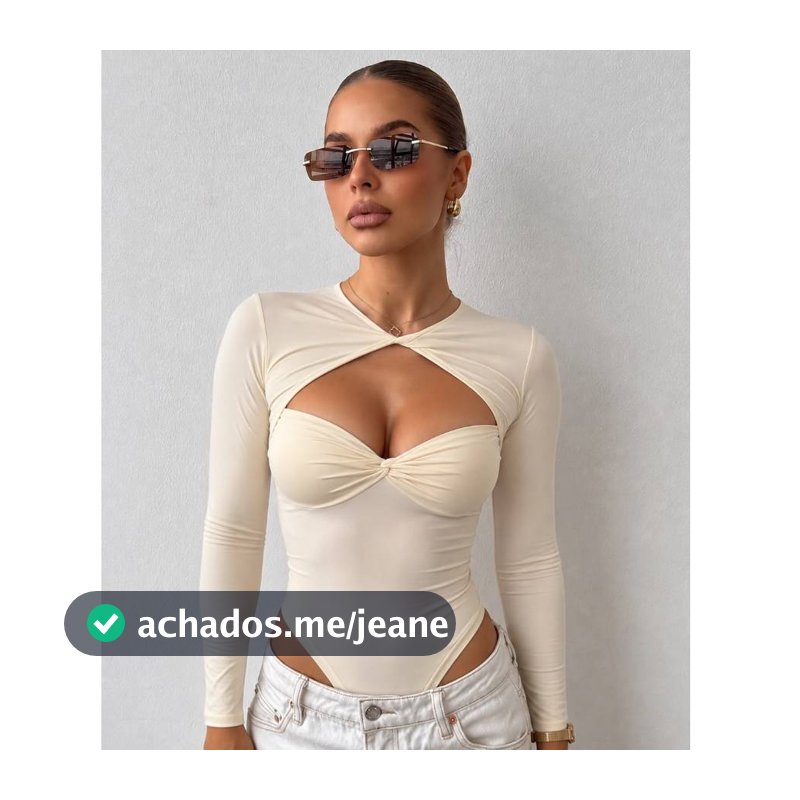 Body Liz Macedo Poliamida DIAMOND Efeito Silicone Sustentação no Peito e Recorte Torcido no Pescoço Manga Longa Sem Bojo
