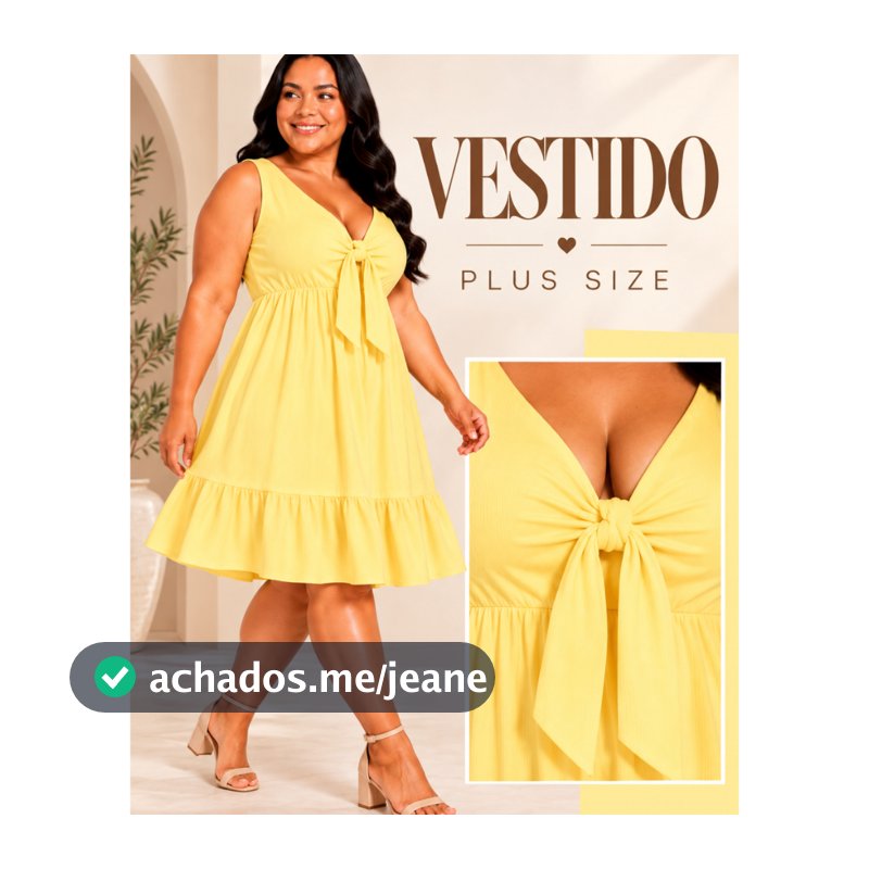 Vestido Plus Size de Alça Soltinho Vestidinho Verão Fresquinho  com Decote