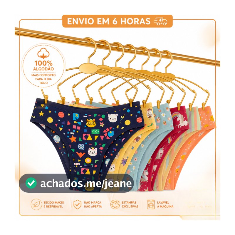 Kit 10 Calcinhas Para Meninas de 100%  Algodão Juvenil ou 5 Calcinha Infantil