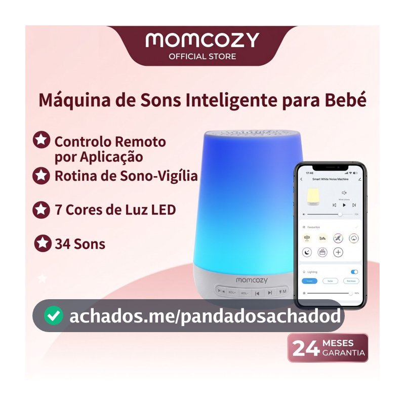 Máquina De Ruído Branco Momcozy Para Bebês Dormindo Com Luz Noturna Treinador De Dormir Crianças 34 Sons Calmantes App