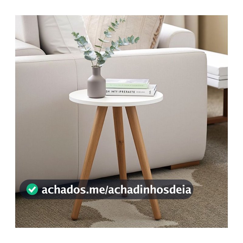 Mesinha De Canto Redonda Pe Palito Lateral Sofa